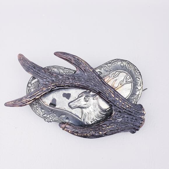 Vintage Copper Inkwell, Metal Inkwell, Outdoor Lovers, Deer Elk Stag Hunter Gift - Picture 2 of 10